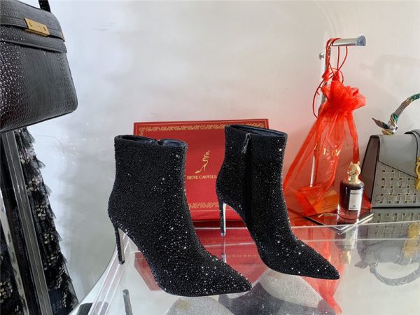 Rene Caovilla drilled pointed high heel booties