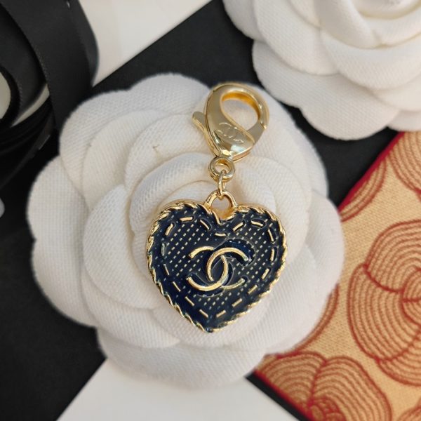 Chanel  24P denim blue heart keychain 24 spring and summer latest