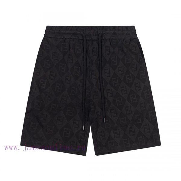 ️   FENDI Double FF Diamond Grid Jacquard Towel Pants Elastic2025SS new knitted shorts, cust ldakaiqn