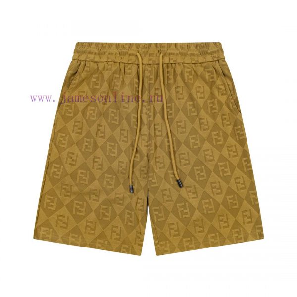 ️   FENDI Double FF Diamond Grid Jacquard Towel Pants Elastic2025SS new knitted shorts, cust vgskqeo2