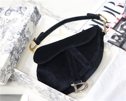 dior black velvet saddle bag