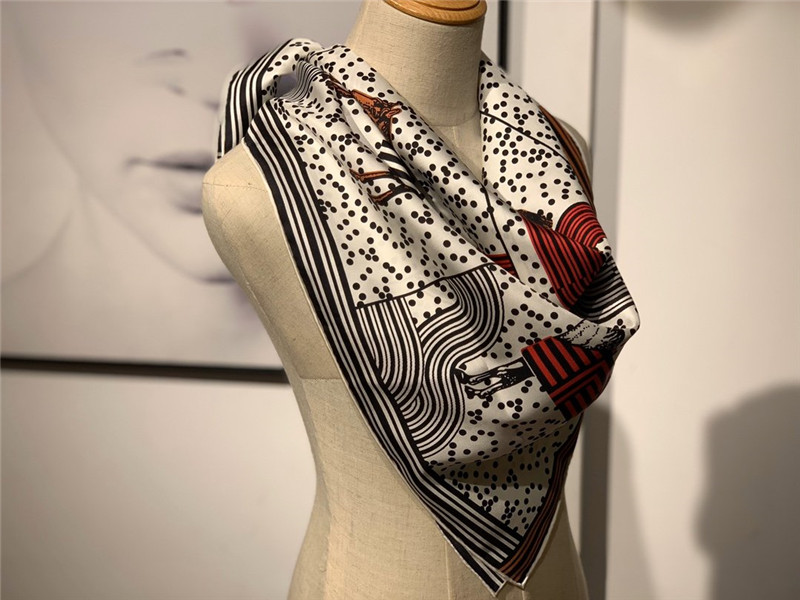 hermes silk scarf women white - Image 3