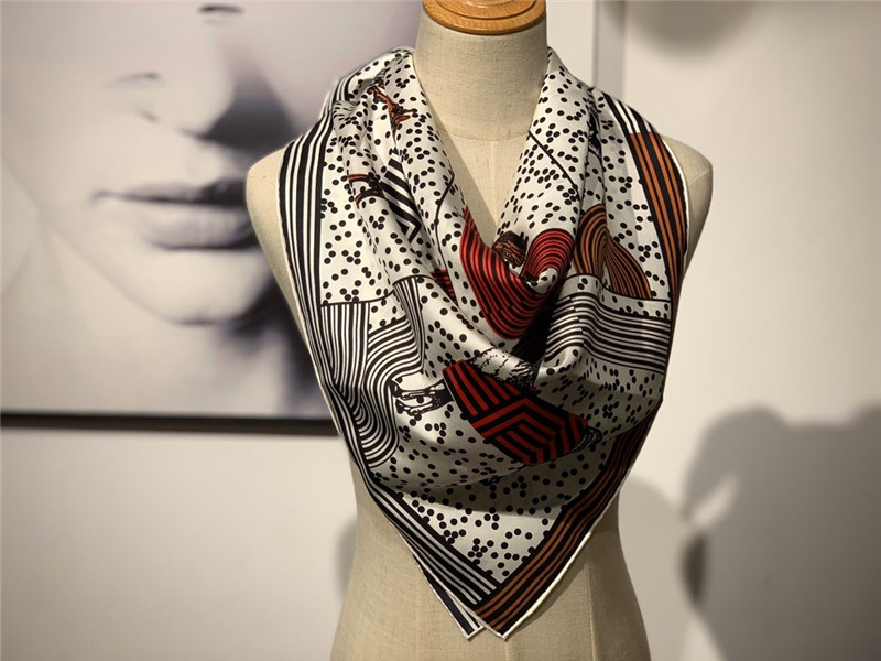 hermes silk scarf women white - Image 2