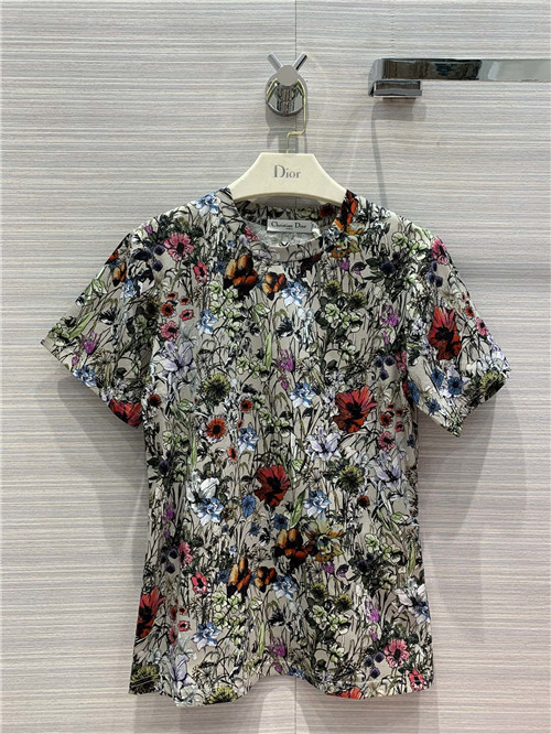 dior floral graffiti T-shirt