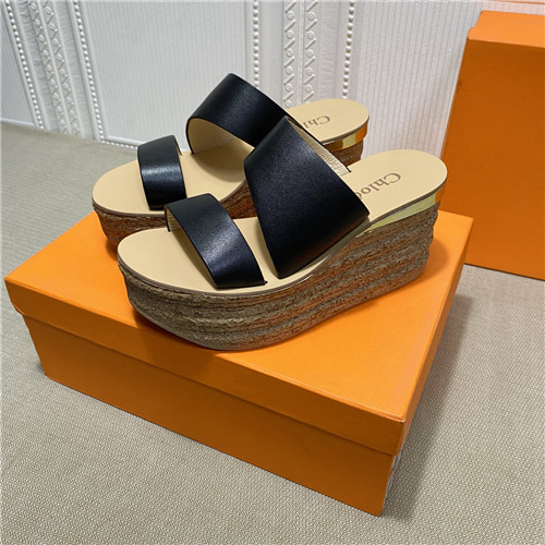 chloe platform wedge slippers