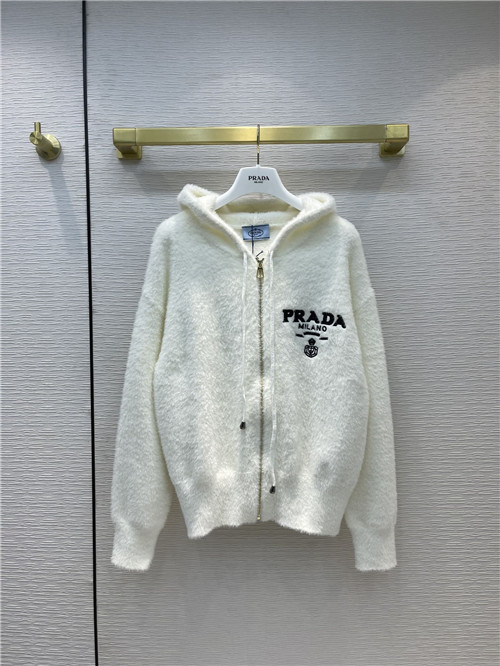 prada mink knit zipper coat