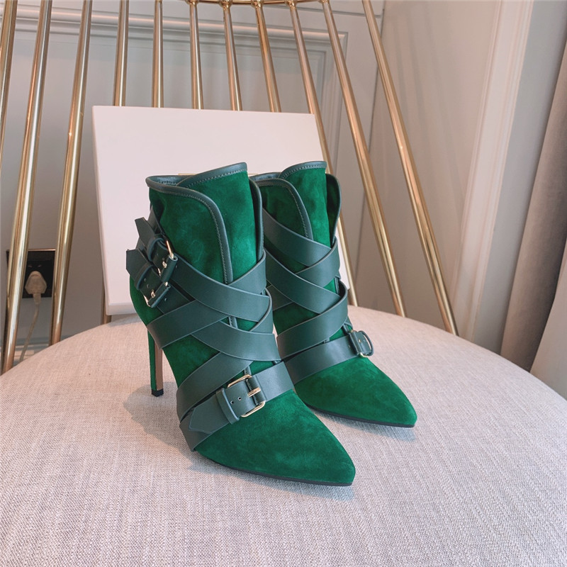 balmain pointed toe belt buckle boots