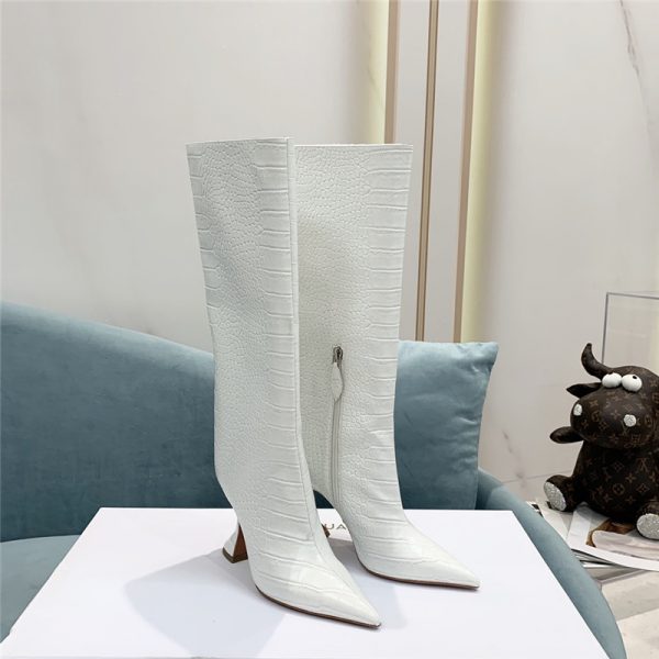 amina muaddi crocodile print boots
