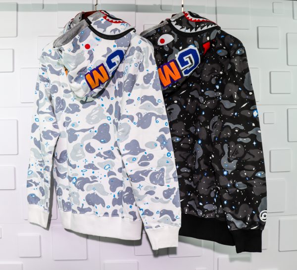 A BATHING APE BAPE SHARK 1ST CAMO DOUBLE HOODIE