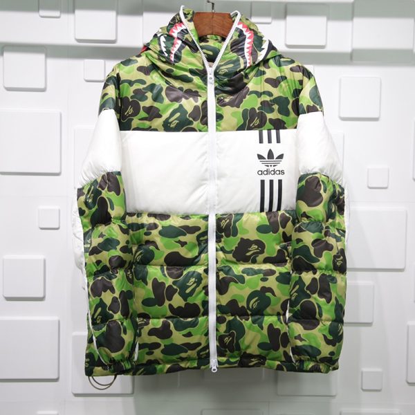 BAPE X ADIDAS ABC CAMO FIREBIRD SHARK PUFFER DOWN JACKET REPLICA