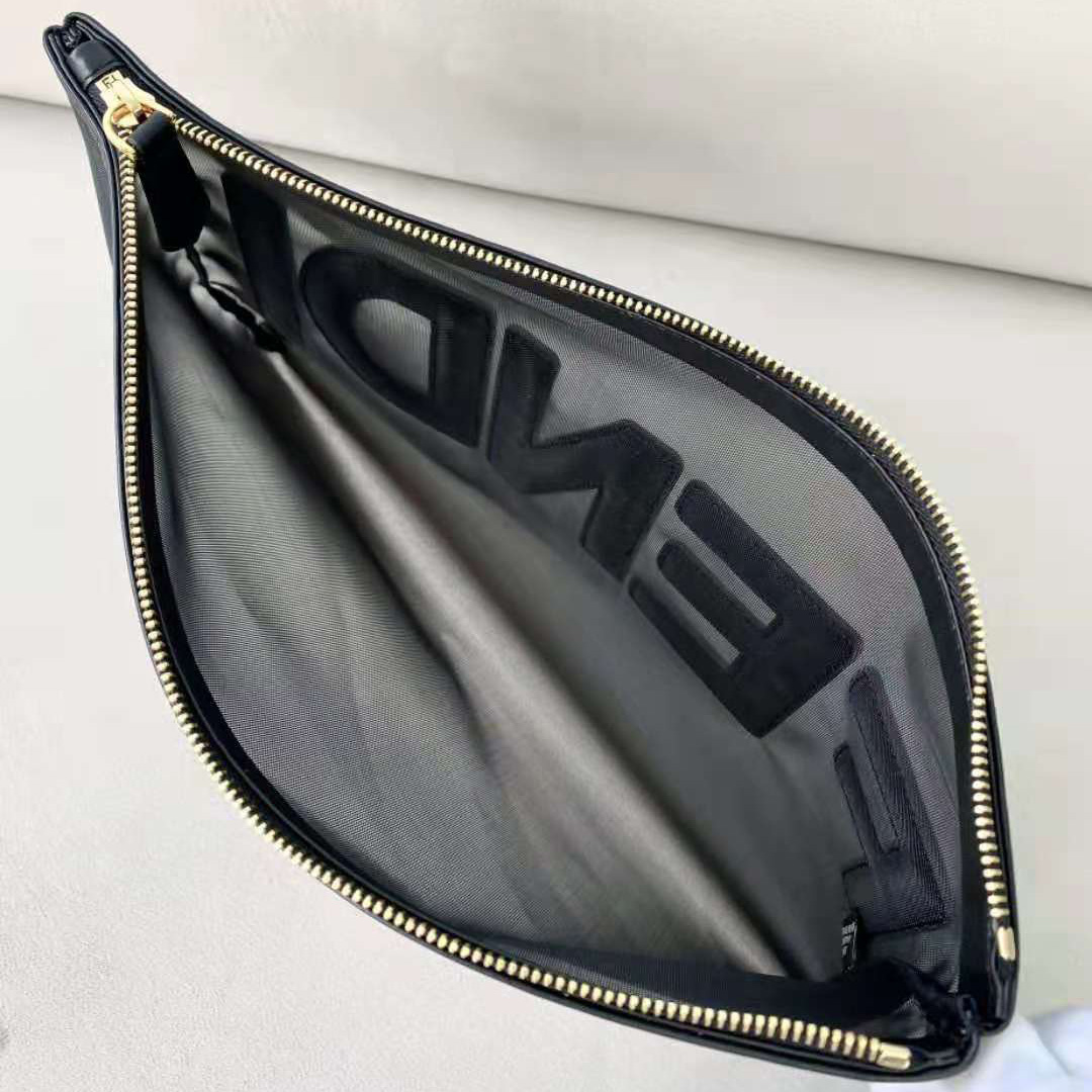 Fendi Mesh Large Flat Pouch Black - Image 2