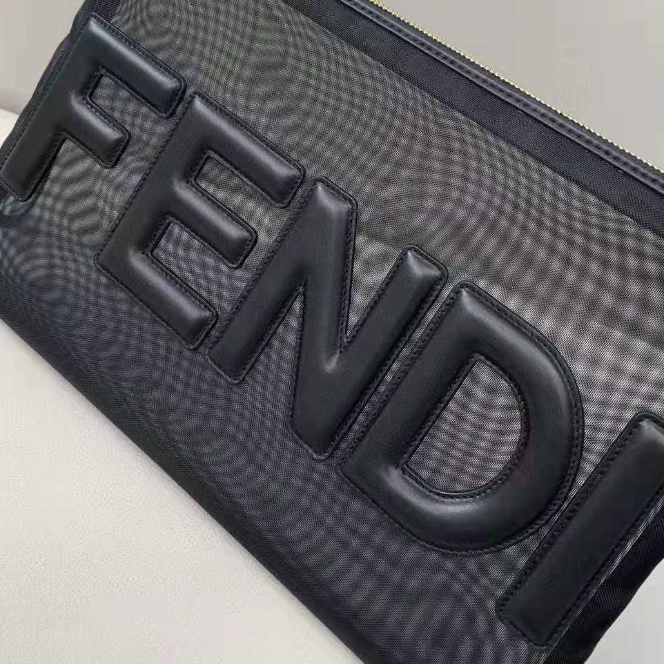 Fendi Mesh Large Flat Pouch Black - Image 4