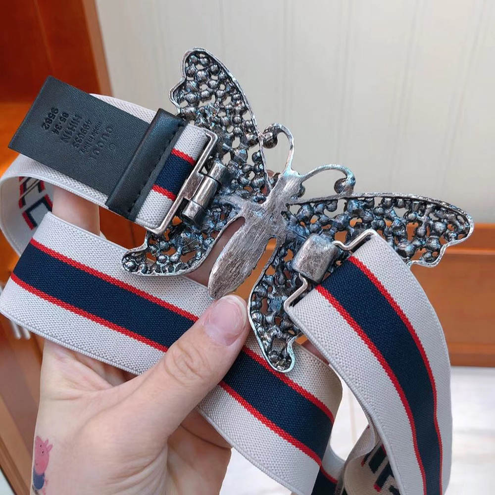 Gucci stripe belt with 2025 butterfly