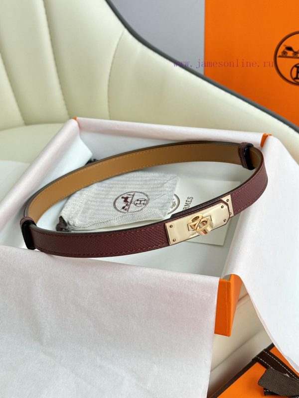 Hermes Women's BeltFull set of 1.8mm women's Kelly original imported leather K gold/platinum knqx6qu2