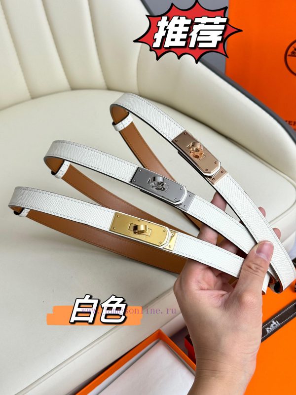 Hermes Women's BeltFull set of 1.8mm women's Kelly original imported leather K gold/platinum uoi4ej72
