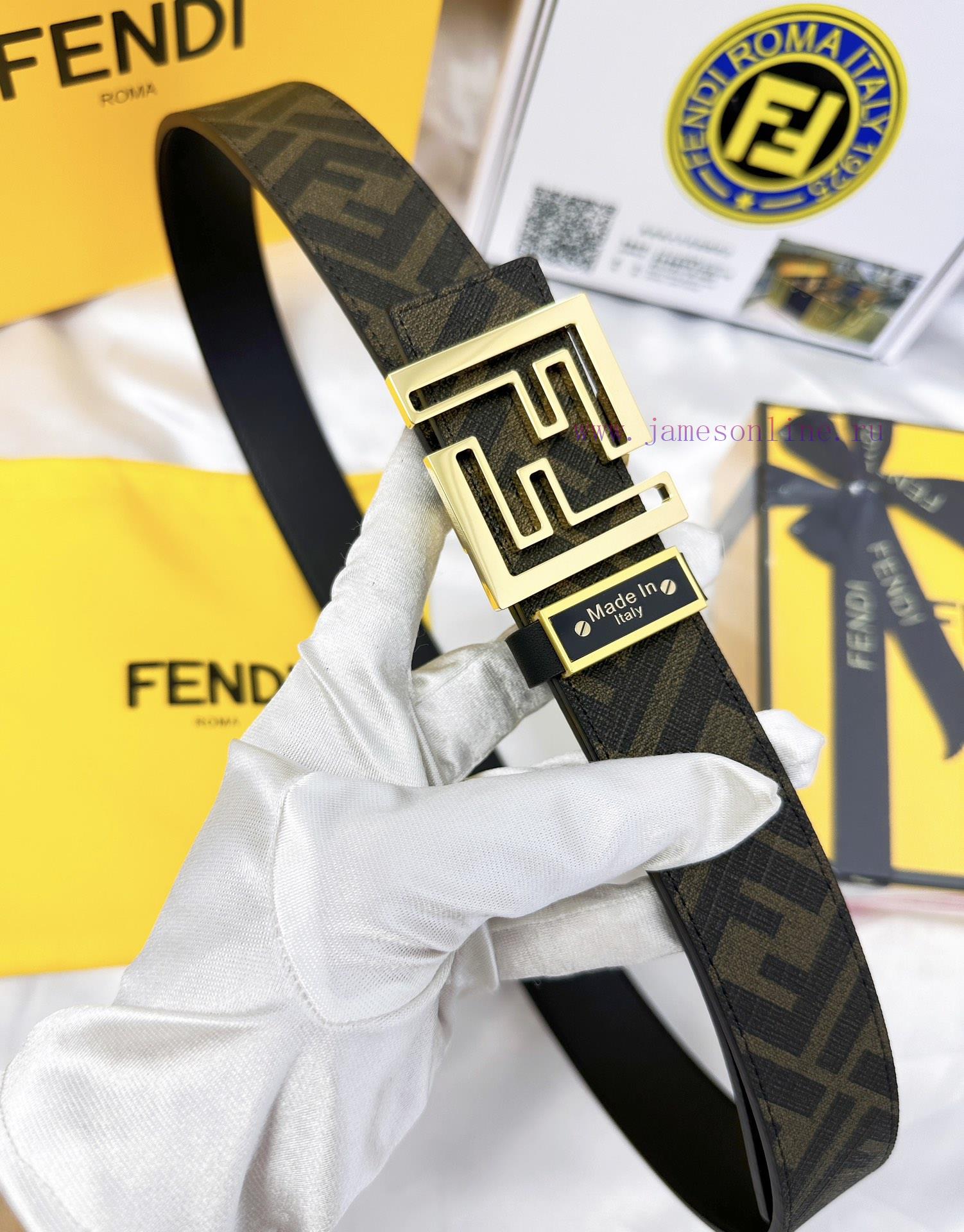 Belt FENDI Fendi ReproductionThe waistband is made of 100% cowhide, ensuring a double-layer f011zvhm - Image 4