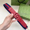 Width 4.0cm GUCCI classic canvas woven belt with woven leather edges and double G-buckles, p lamuwsxh