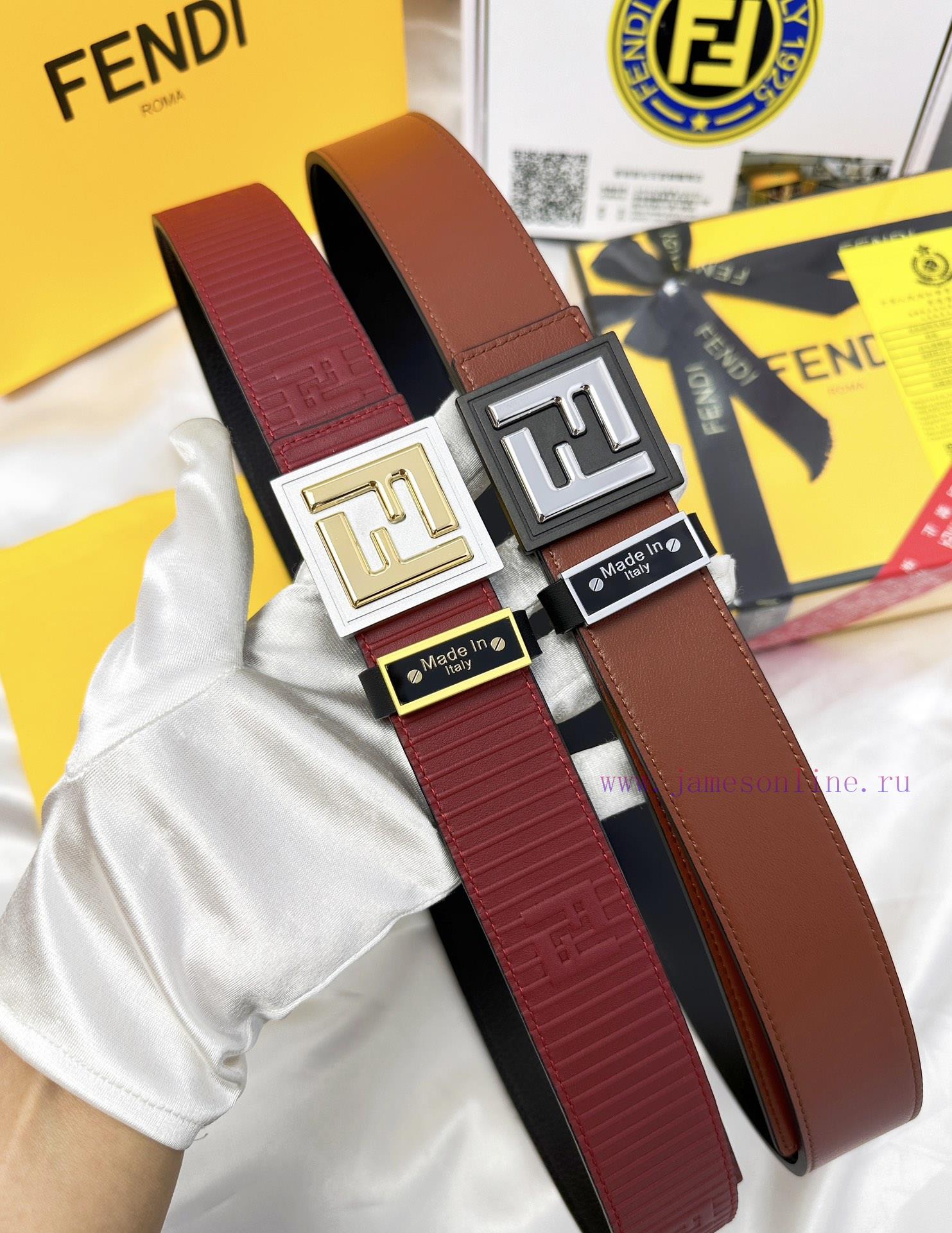 Belt FENDI Fendi ReproductionThe waistband is made of 100% cowhide, ensuring a double layere e322b2zm - Image 9