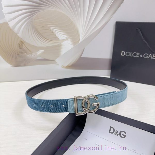 3.0cm D&G Dolce&Gabbana waist belt, made of special denim fabric paired with top layer cowhi fshyyefl