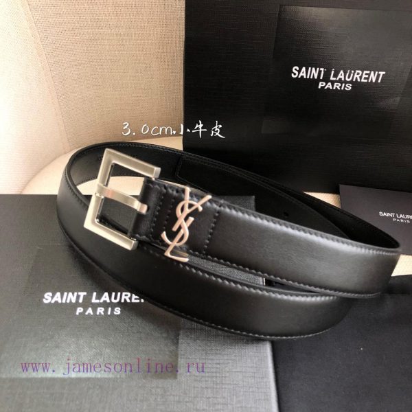 YSL plain top calf leather soft waistband 3.0cm square needle copper buckle non market alloy d6uzpgid