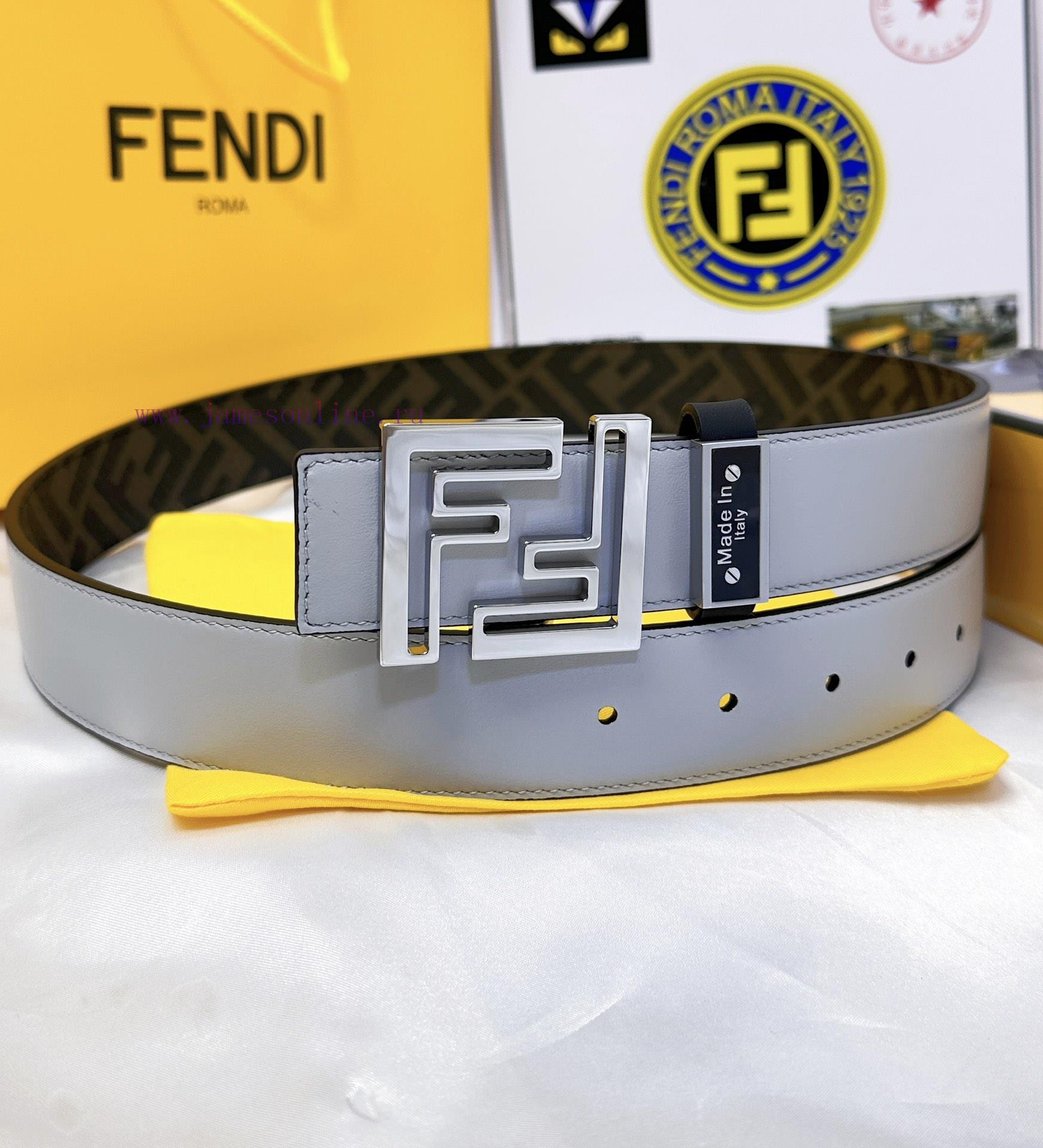 Belt FENDI Fendi ReproductionThe waistband is made of 100% cowhide, ensuring a double-layer 9sqn4k2g - Image 3