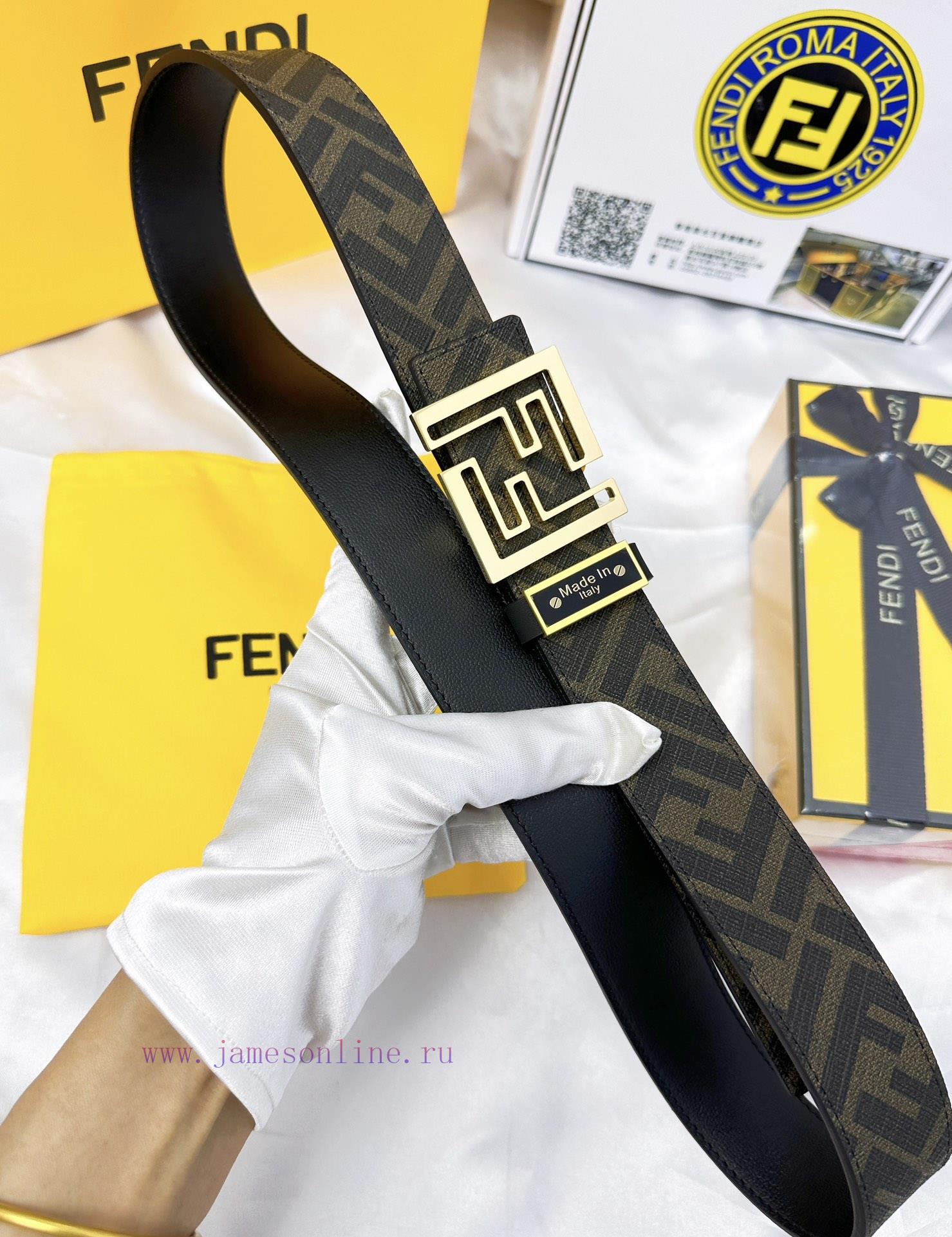 Belt FENDI Fendi ReproductionThe waistband is made of 100% cowhide, ensuring a double-layer 7bmkphuz - Image 3