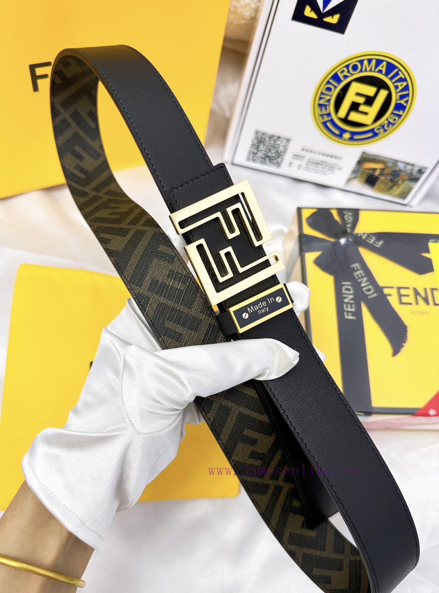 Belt FENDI Fendi ReproductionThe waistband is made of 100% cowhide, ensuring a double-layer 7bmkphuz - Image 4