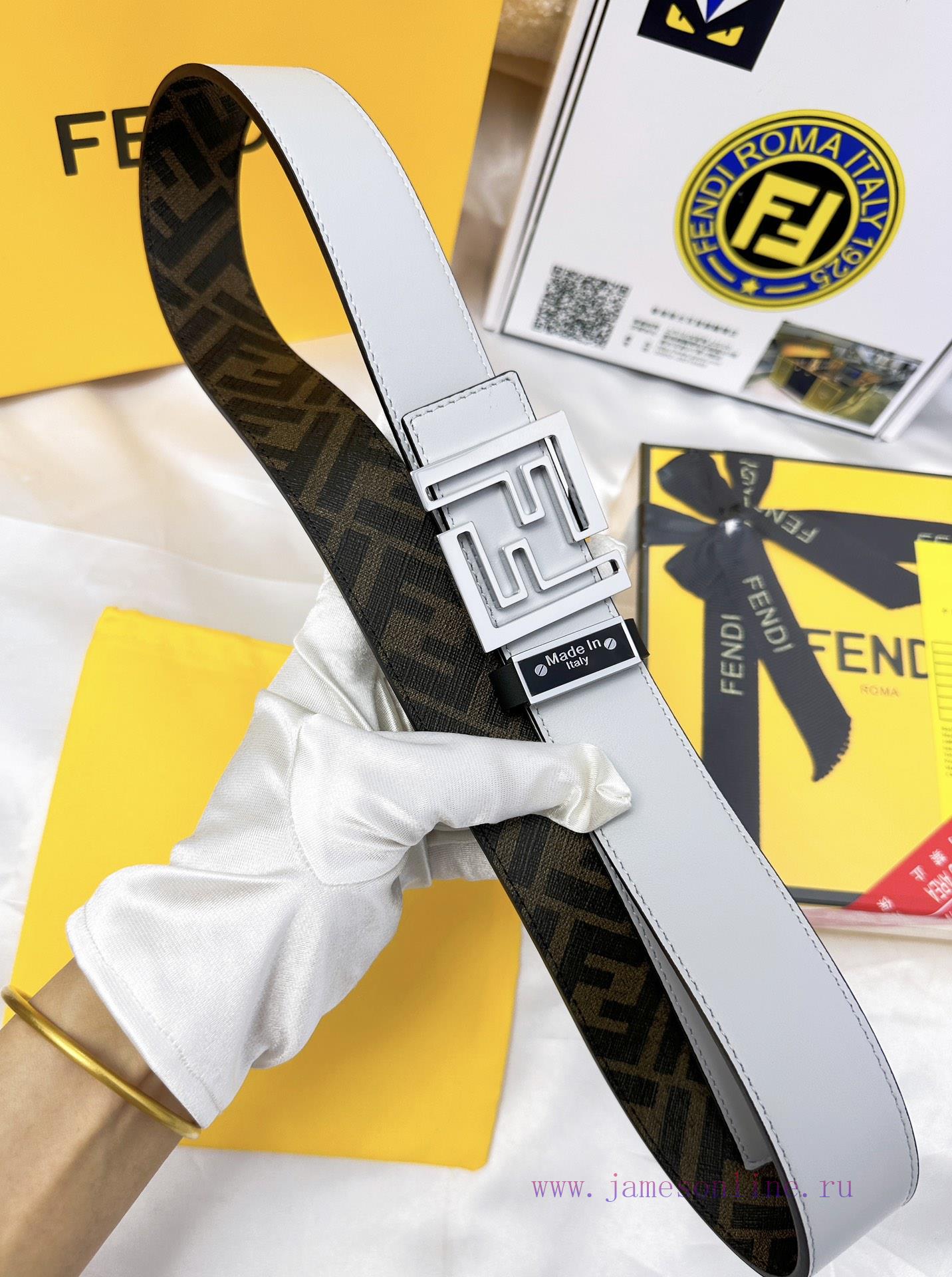 Belt FENDI Fendi ReproductionThe waistband is made of 100% cowhide, ensuring a double-layer 7bmkphuz - Image 6