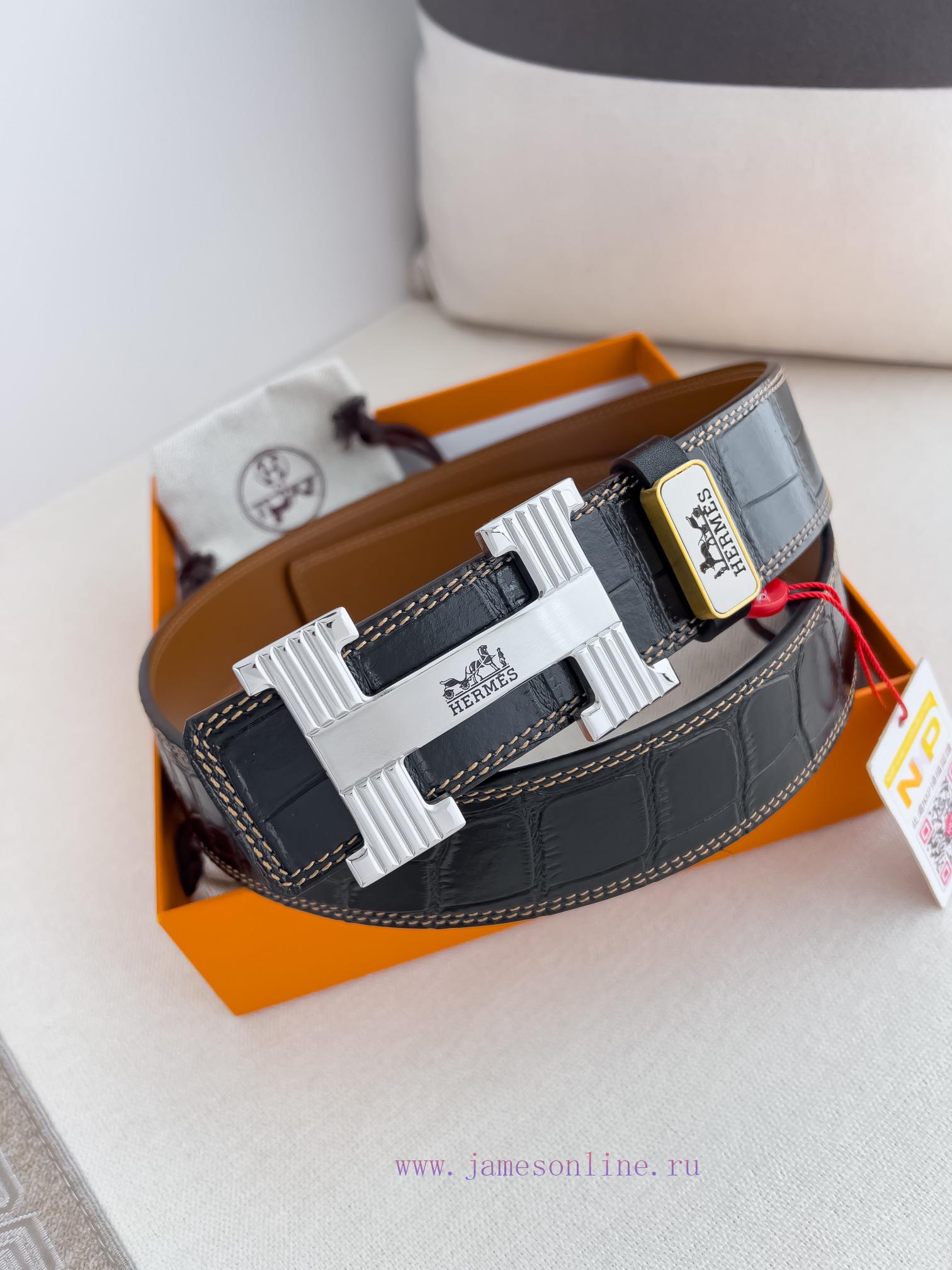 Hermes Hermes waist beltHanging buckle, classic pure steel material buckle head, double-side p5xjj5oa