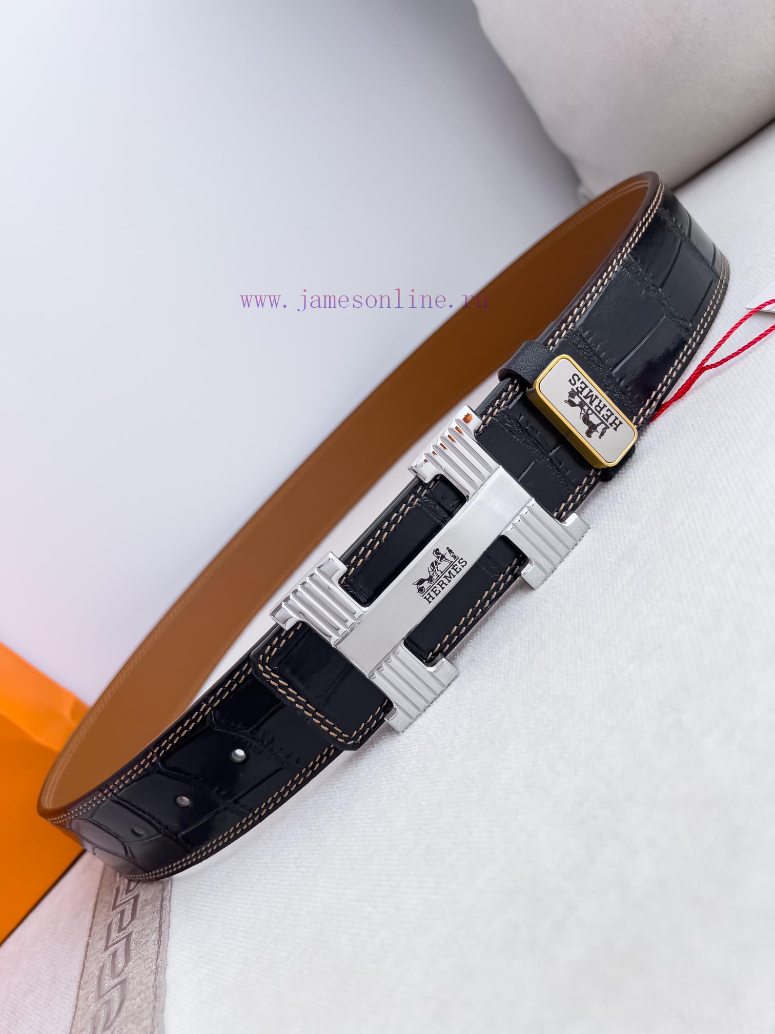 Hermes Hermes waist beltHanging buckle, classic pure steel material buckle head, double-side p5xjj5oa - Image 4