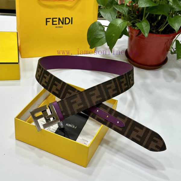 FENDL original custom fabric with a width of 3.8CM, single ring belt, steel buckle, FF patte 61tthp29