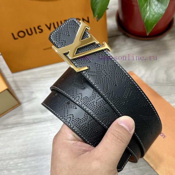 LV. Louis Vuitton 40MM wide double-sided original calf leather with a single ruthenium palla 5pfmx2rn